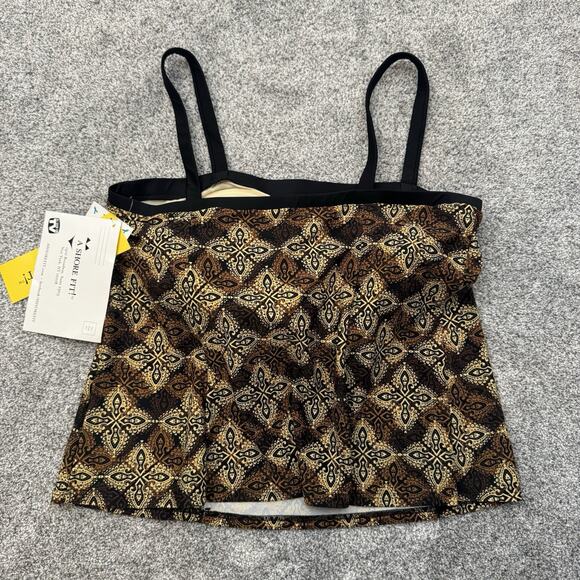 A Shore Fit Swim Tankini Top Plus Sz 20W Retro 70s Glam Boho Beach Light Padding - Picture 2 of 12